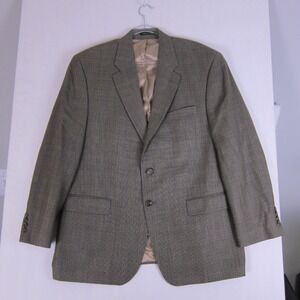 Ralph Lauren Men's Blazer 40 Silk Wool Green Brown Plaid 2-Button Sport Coat